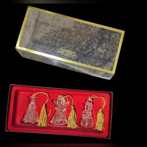 Set of 3 Gorham Crystal Ornaments Christmas Tree, Angel & Snowman